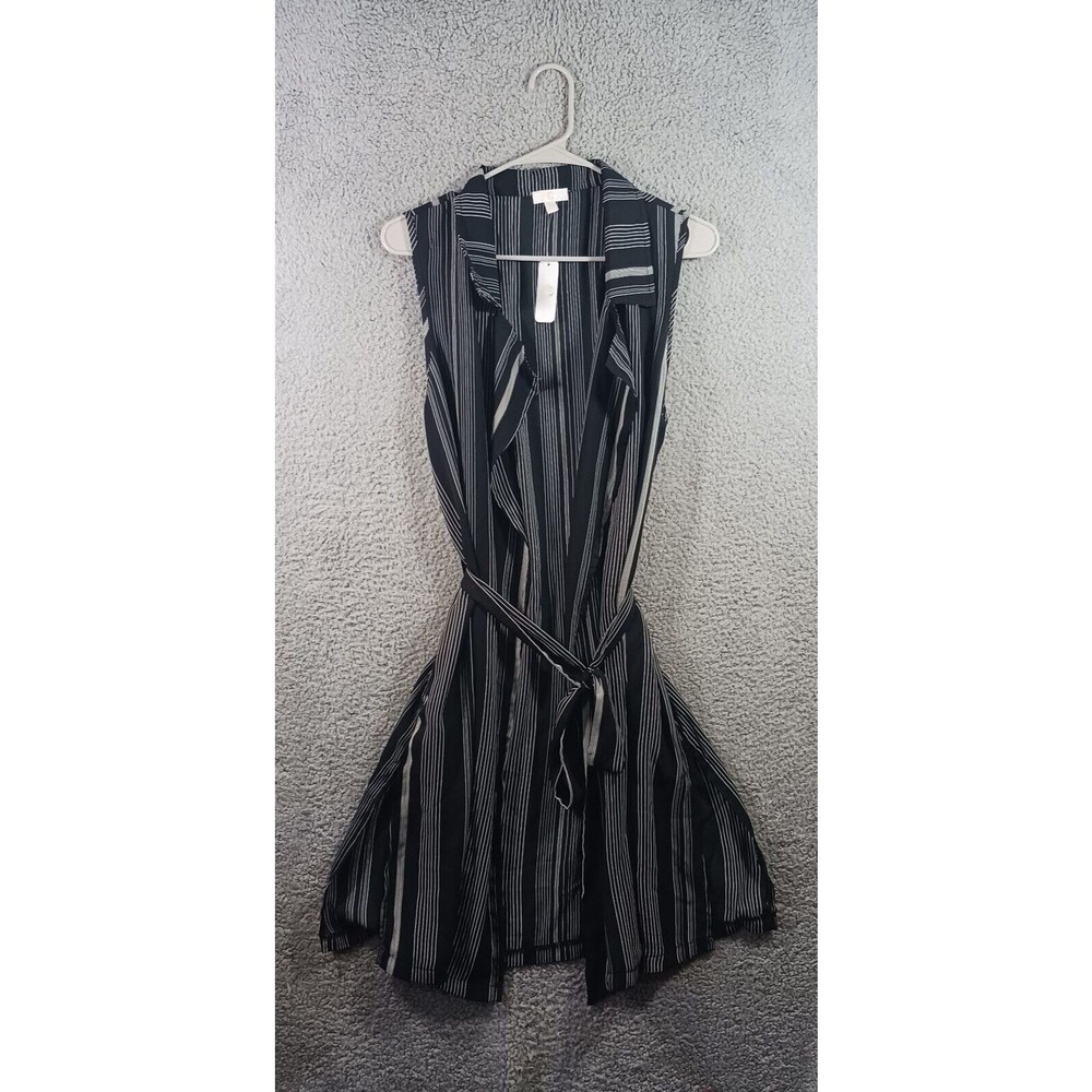 Charming Charlie Women's Black & White Open Tank Long Cardigan Size Large